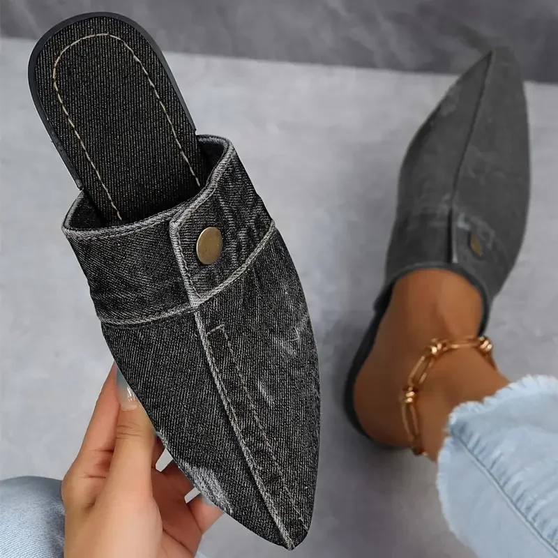 Women’s Closed Toe Pointed Slip On Mule Loafers