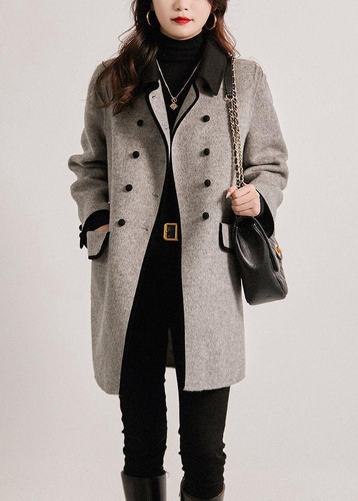 Women's Collared Flap Pocket Wool Coat