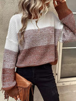 Women’s Color Block Long Sleeve Knit Sweater