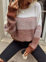 Women’s Color Block Long Sleeve Knit Sweater