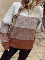 Women’s Color Block Long Sleeve Knit Sweater
