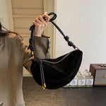 Women's Crescent Shoulder Zipper Knot Strap Crossbody Bag