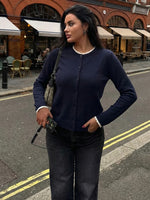 Women’s Crew Neck Button Front Knit Cardigan