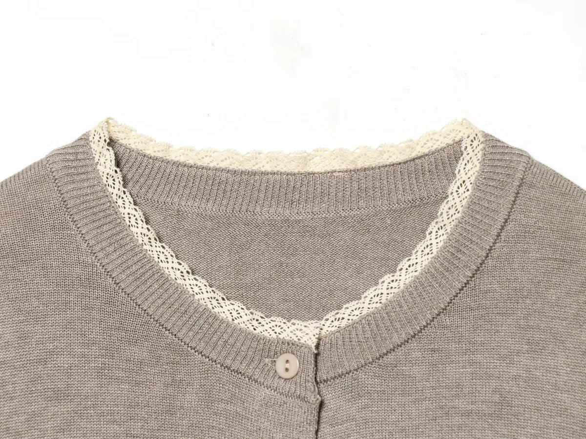 Women’s Crew Neck Button Front Knit Cardigan