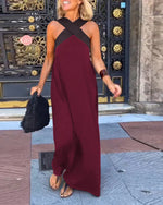 Women's Criss-Cross Halter Neck Sleeveless Maxi Dress