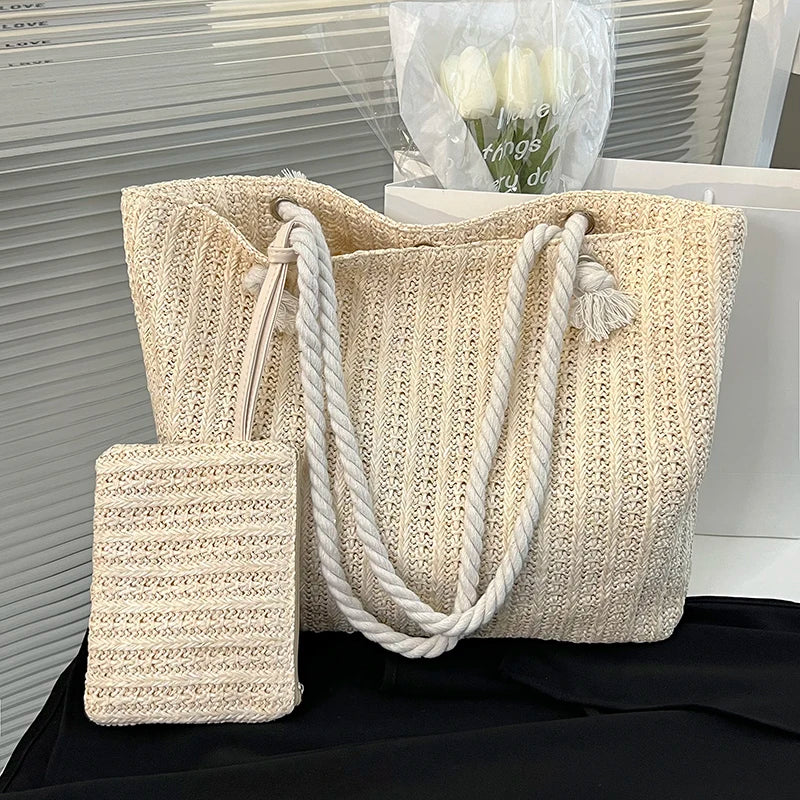Women’s Crochet Tote Woven Beach Bag