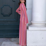 Women’s Crochet V Neck Front Slit Maxi Dress