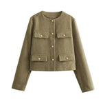 Women’s Cropped Button Front Bomber Jacket