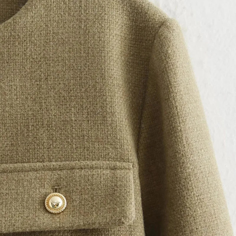 Women’s Cropped Button Front Bomber Jacket