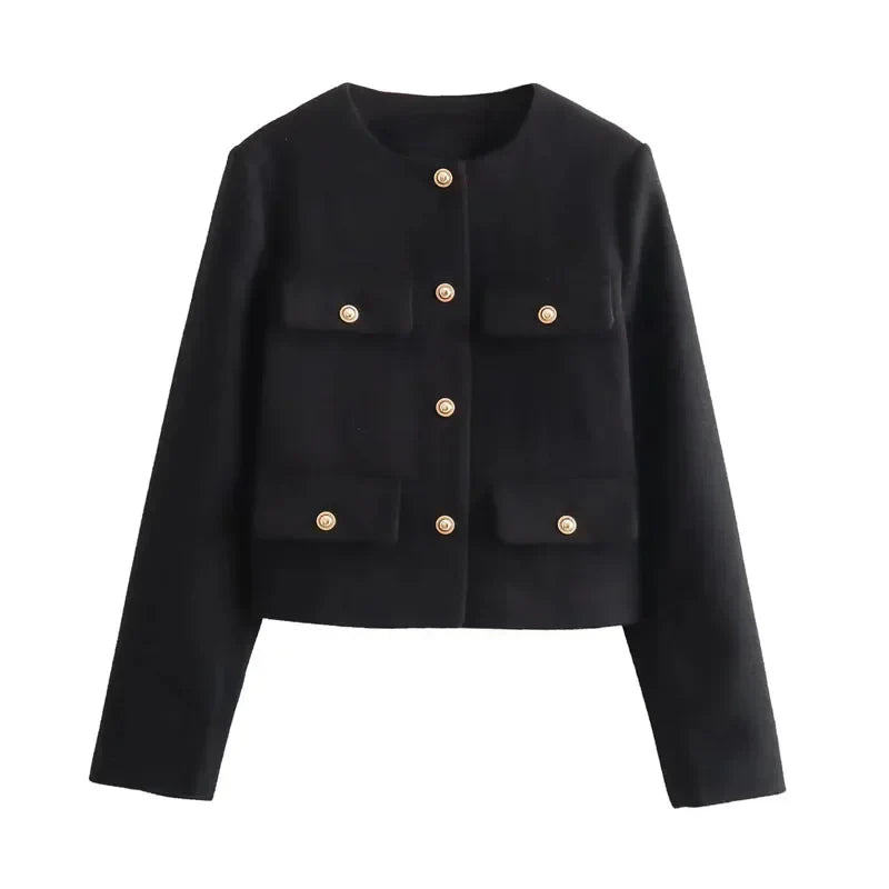 Women’s Cropped Button Front Bomber Jacket