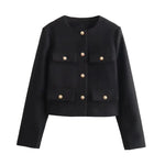 Women’s Cropped Button Front Bomber Jacket