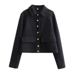 Women’s Cropped Button Up Bomber Jacket
