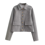 Women’s Cropped Button Up Bomber Jacket
