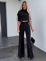 Women’s Cropped Top and Wide Leg Pants 2 Piece Set