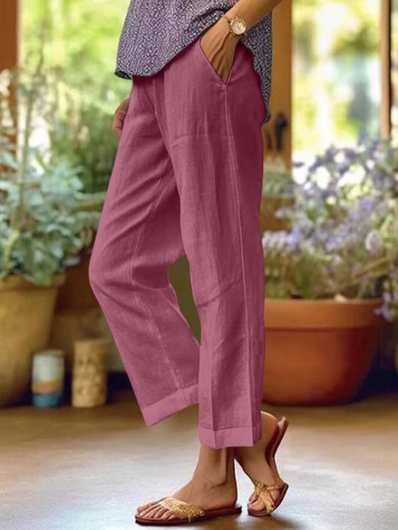 Women's Cuffed Hems Pocket Details Tapered Cropped Pants