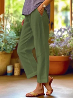 Women's Cuffed Hems Pocket Details Tapered Cropped Pants