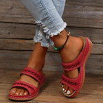 Women’s Cutout Double Strap Open Toe Flat Sandals