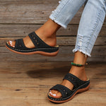 Women’s Cutout Double Strap Open Toe Flat Sandals