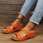 Women’s Cutout Double Strap Open Toe Flat Sandals