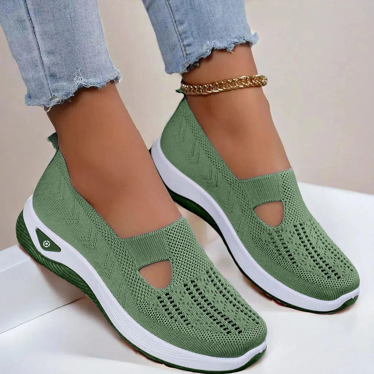 Women's Cutout Knit Slip On Shoes