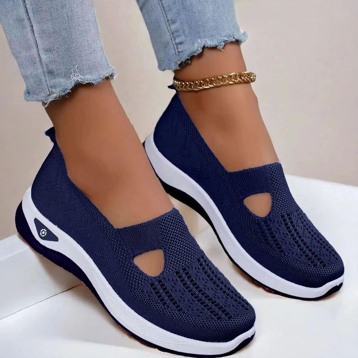 Women's Cutout Knit Slip On Shoes