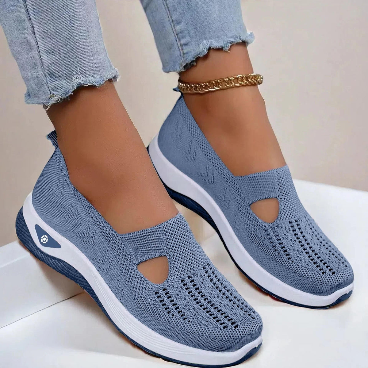 Women's Cutout Knit Slip On Shoes