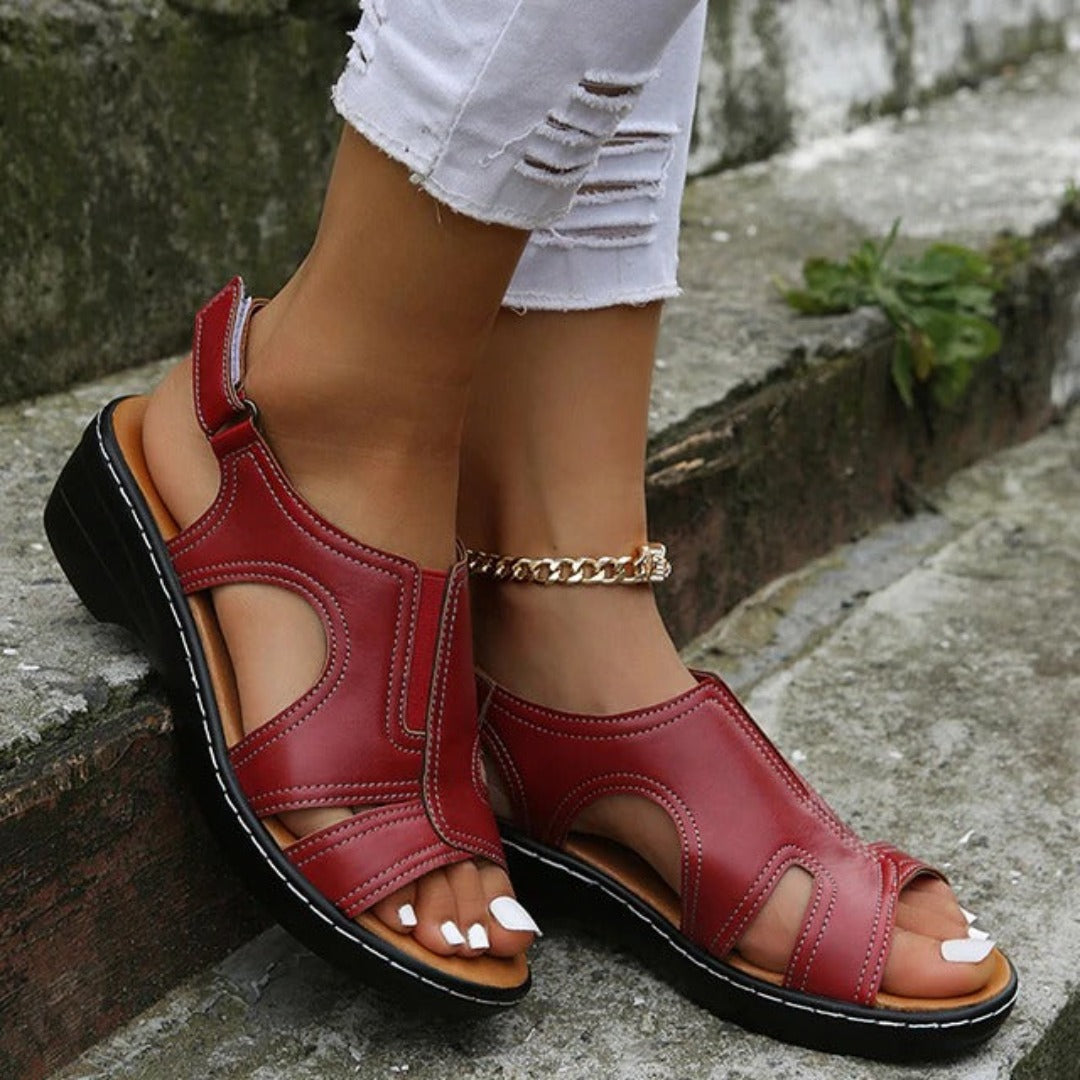 Women’s Cutout Open Toe Side Strap Low Heel Sandals