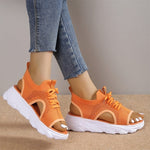 Women’s Open-Toe Lace-Up Knit Platform Sandals