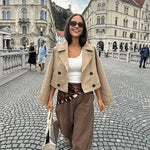 Women’s Double Breasted Cropped Trench Style Jacket