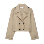 Women’s Double Breasted Cropped Trench Style Jacket