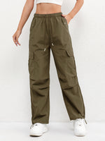 Women’s Drawstring Waist Cargo Parachute Pants