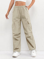 Women’s Drawstring Waist Cargo Parachute Pants