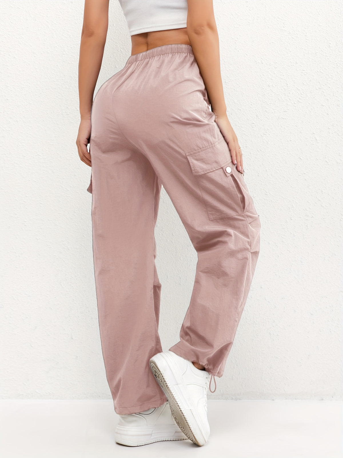 Women’s Drawstring Waist Cargo Parachute Pants
