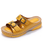 Women's Dual Buckle Slip-On Wedge Sandals