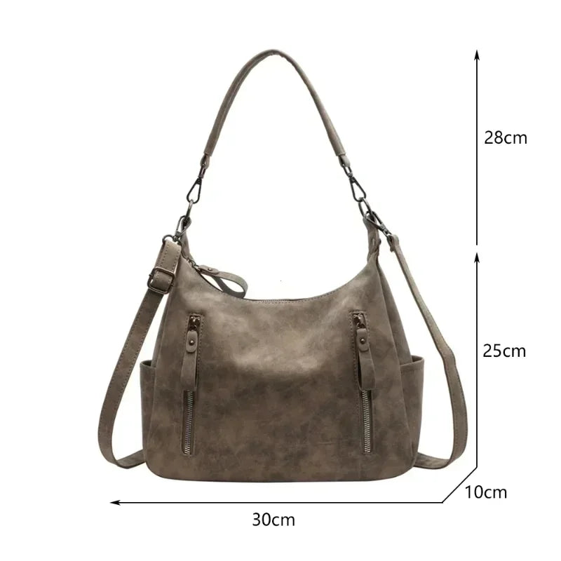 Women’s Dual Zip Pocket Detail Shoulder Bag