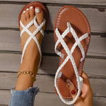 Women’s Elastic Strap Open-Toe Flat Sandals