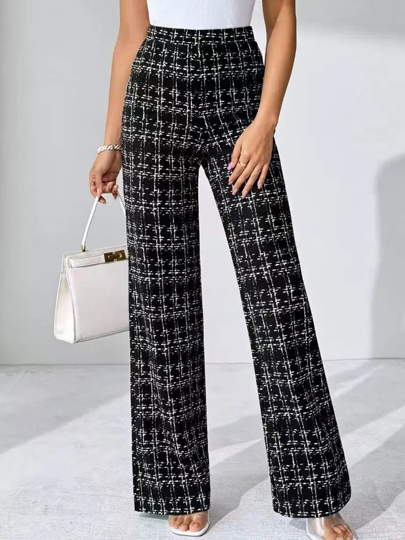 Women’s Elastic Waist Printed Wide Leg Pants