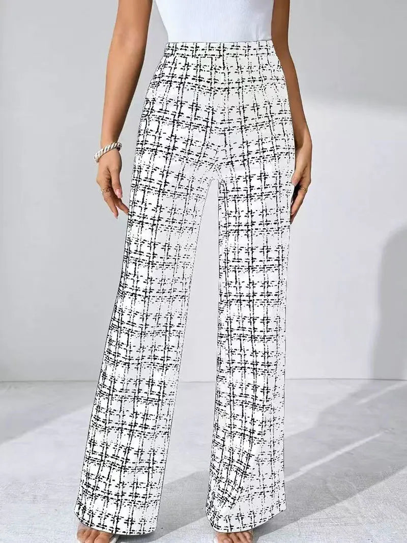 Women’s Elastic Waist Printed Wide Leg Pants