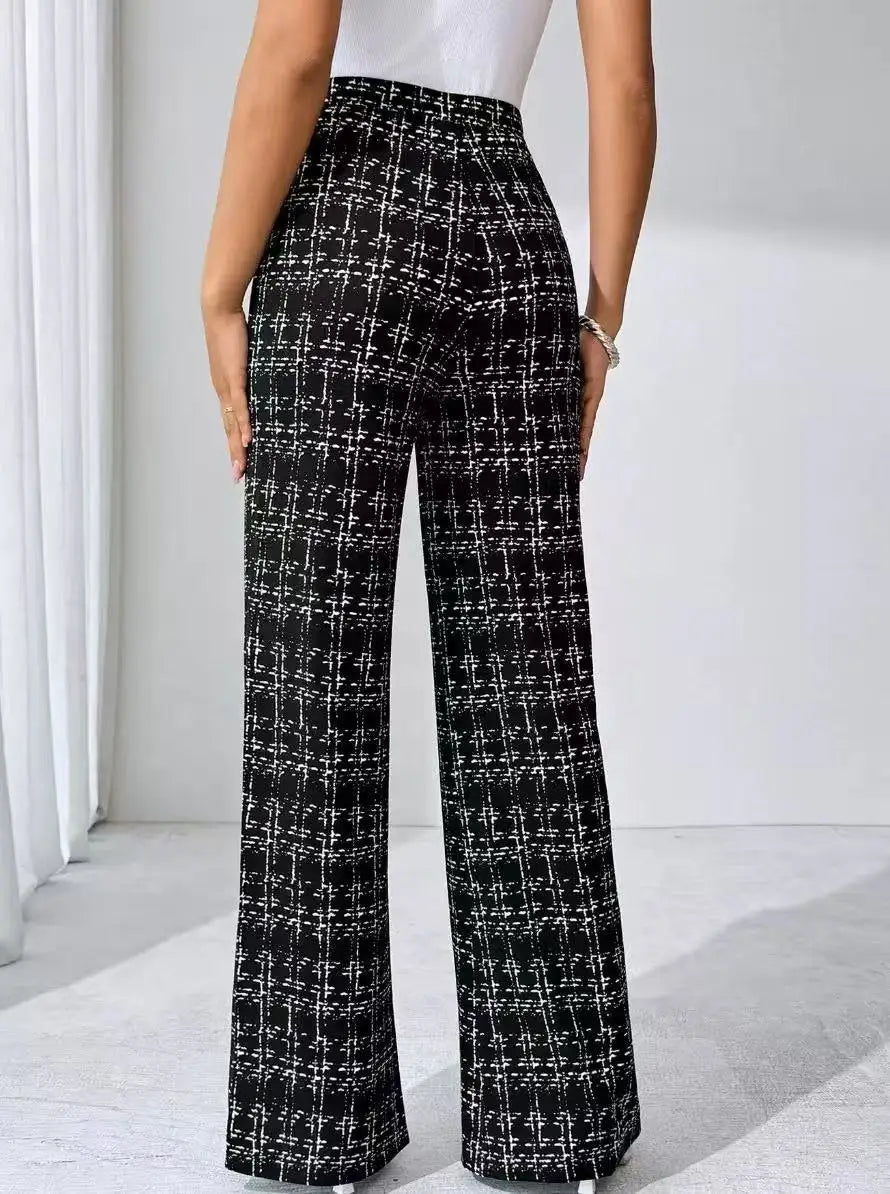 Women’s Elastic Waist Printed Wide Leg Pants