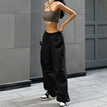 Women’s Elastic Waist Wide Leg Parachute Pants