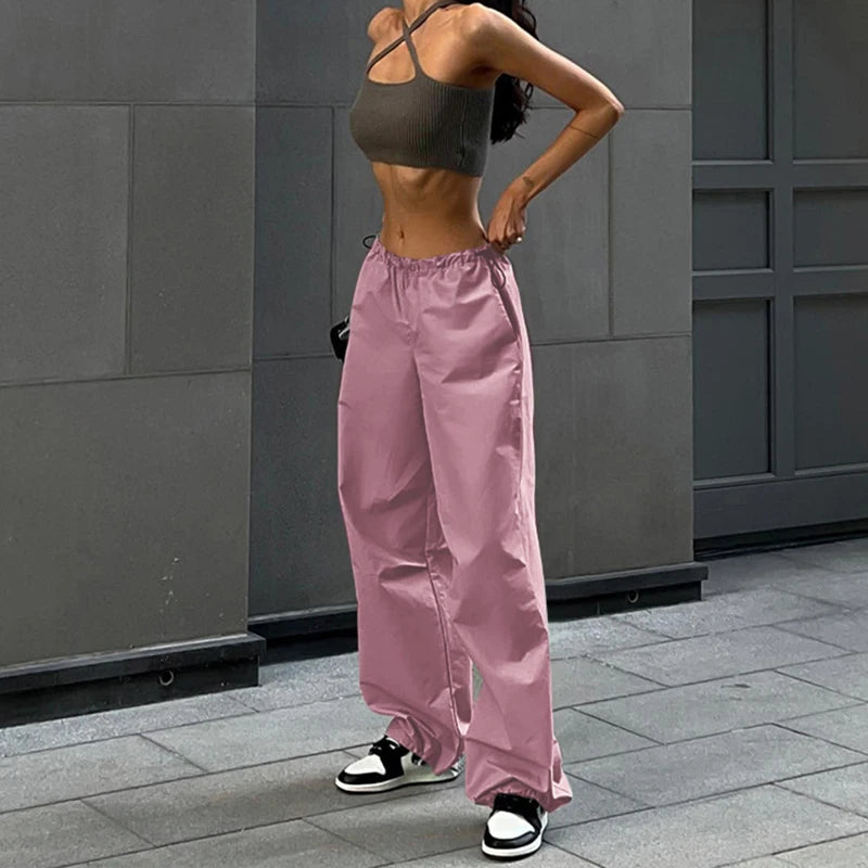 Women’s Elastic Waist Wide Leg Parachute Pants