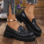 Women's Embossed Lug Sole Slip On Loafers