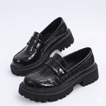 Women's Embossed Lug Sole Slip On Loafers