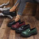 Women's Embossed Lug Sole Slip On Loafers