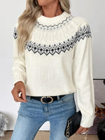 Women’s Fair Isle Crew Neck Long Sleeve Knit Sweater