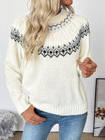 Women’s Fair Isle Crew Neck Long Sleeve Knit Sweater
