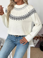 Women’s Fair Isle Crew Neck Long Sleeve Knit Sweater