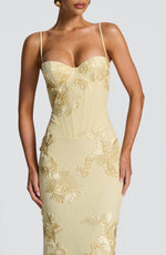 Women’s Floral Corset Spaghetti Strap Maxi Wedding Guest Dress