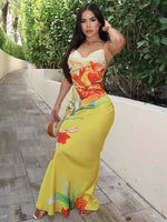 Women’s Floral Cowl Neck Backless Maxi Wedding Guest Dress