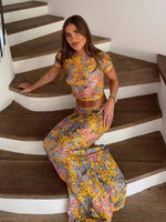 Women's Floral Crop Top Two Piece Set